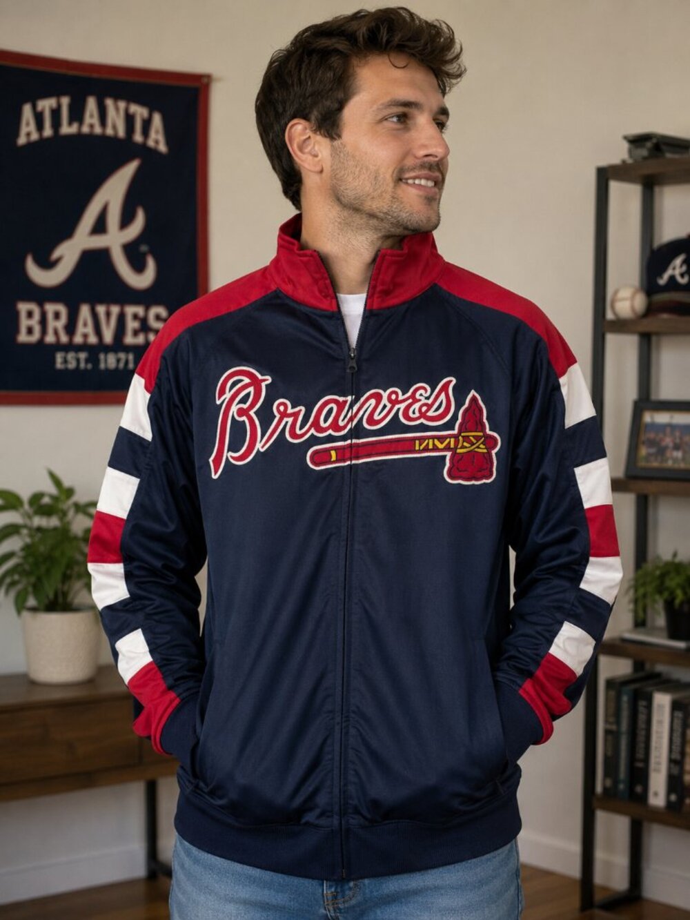 Atlanta Braves Full-Zip Track Jacket | Sun Sports | Men's Large | Embroidered ML